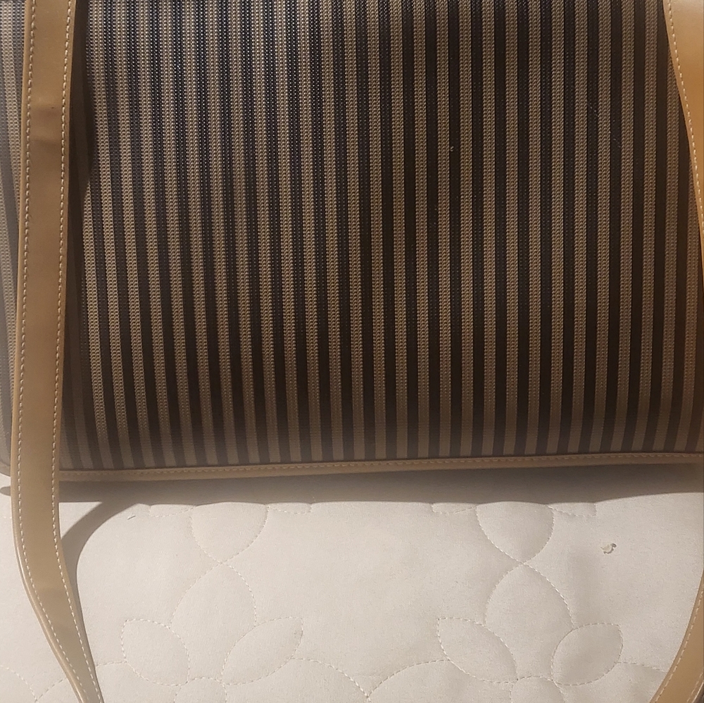 Elegant FENDI  Striped Tan and Black Women's Bag
